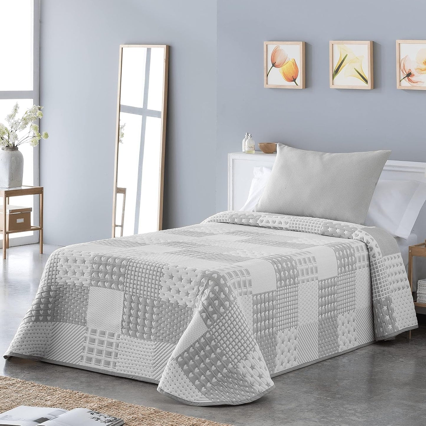 Sofia 21 light sprei voor tweepersoonsbedden van 180 en 200 cm, sprei voor bedden van 180 en 200 cm, Grijze bedden en dekens Besuche den VIALMAN-Store Grey Cama 180: 270Cm X 270Cm