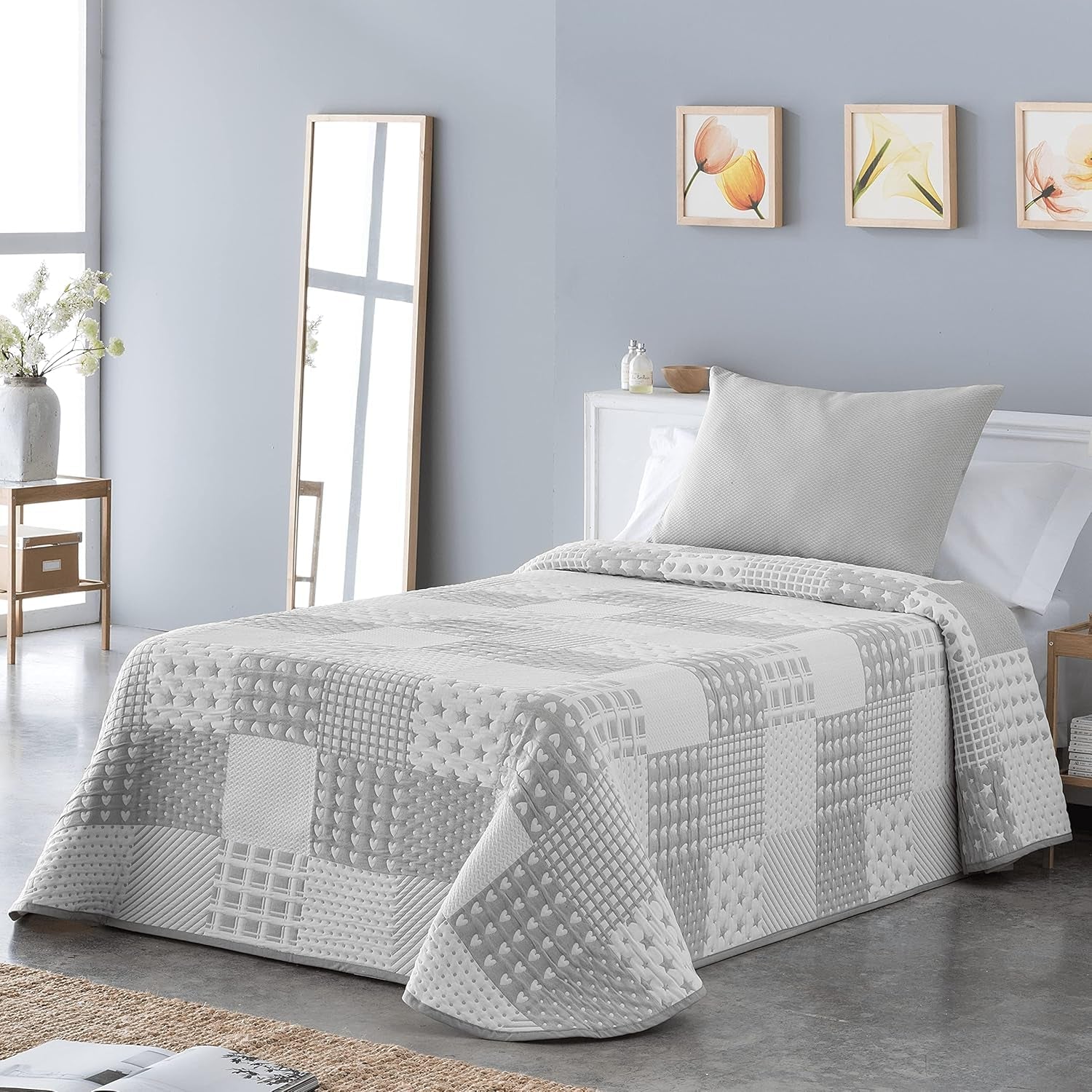 Sofia 21 light sprei voor tweepersoonsbedden van 180 en 200 cm, sprei voor bedden van 180 en 200 cm, Grijze bedden en dekens Besuche den VIALMAN-Store Grey Cama 180: 270Cm X 270Cm