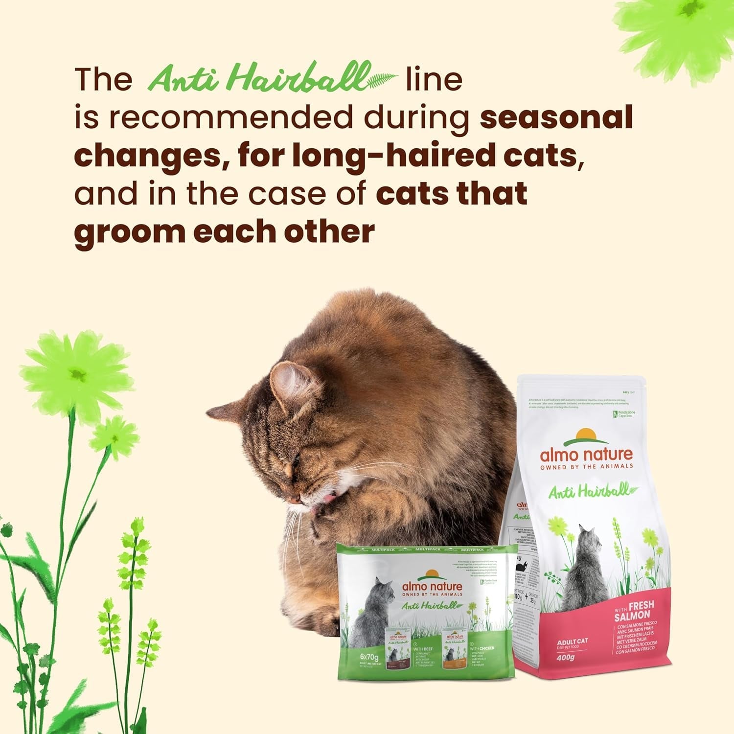 Almo Nature Functional - Anti-haarballen - Natvoer voor volwassen en volwassen katten - met puppy's - Bestrijdt de vorming van haarballen - 70 g (pak van 30)