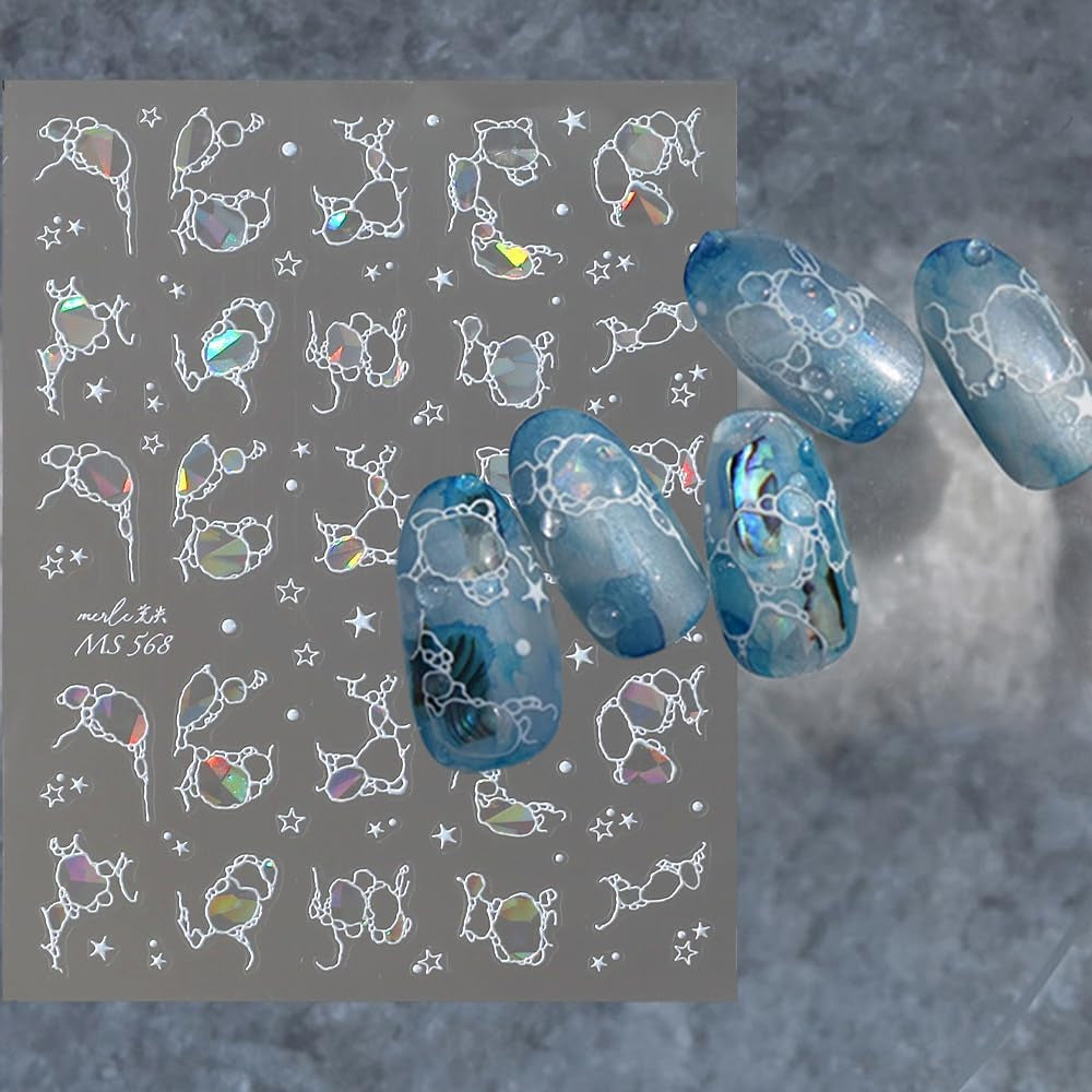 Glitter nagelstickers Zomerwatergolven Sterrennagelkunst Fantasie Zeewatergolven Nagelontwerpen Nagelstickers Zeewatergolven Nagelaccessoires Nagelkunst