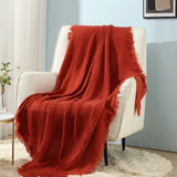 CREVENT Roest Gebreide Deken voor Bank Fauteuil Bed Woondecoratie Zacht Warm Gezellig Lichtgewicht Lente Zomer Herfst (127,8 X 152,4 cm Karamel / Bruin / Verbrand Oranje) CREVENT Bedden en Dekens Oranje