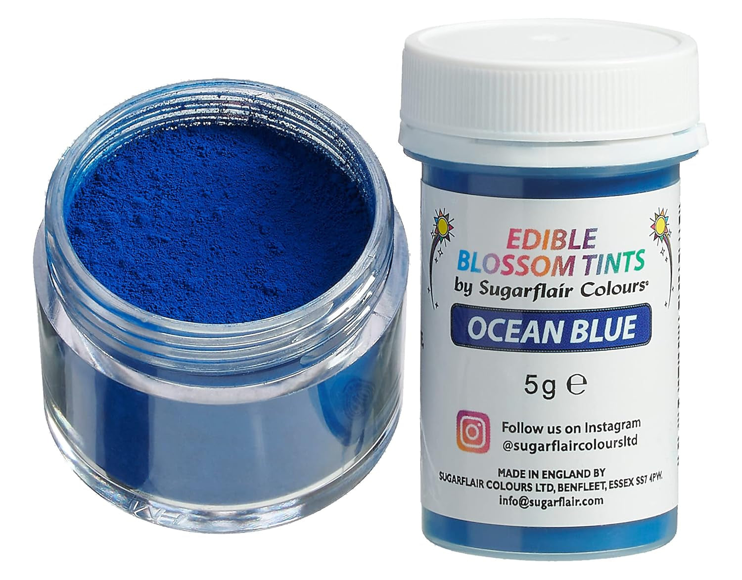 Sugarflair Blossom Tint Dust Ocean Blue - Kleurstofpoeder voor taartdecoraties, fondant, glazuur, chocolade, botercrème, macarons en meer - 5G