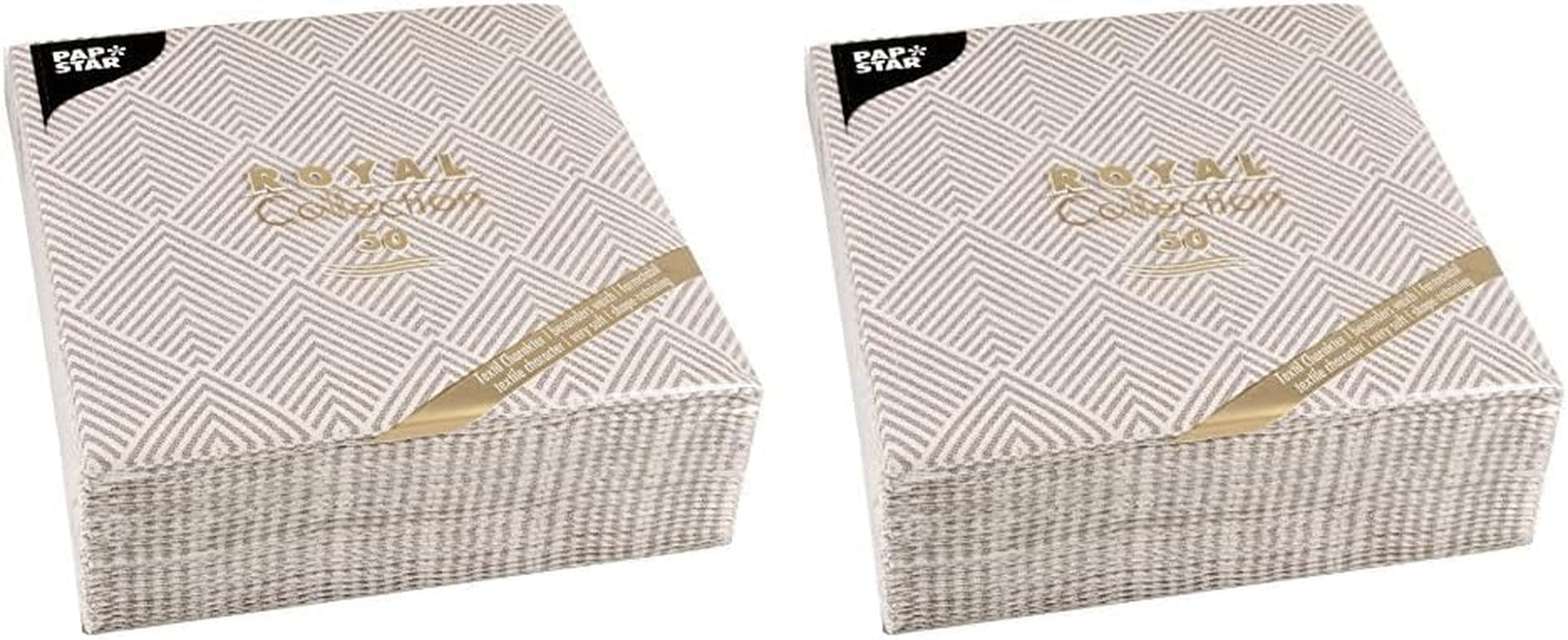 Papstar, 50 servetten "ROYAL Collection" 1/4-vouw 40 cm x 40 cm "Elegance" bruin, #86498 (pak van 2)