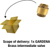 Gardena Messing Tussenventiel: Massief messing eenrichtingsventiel, 42 mm (G 1 1/4 inch) schroefdraad voor aansluiting op pompen (7232-20)