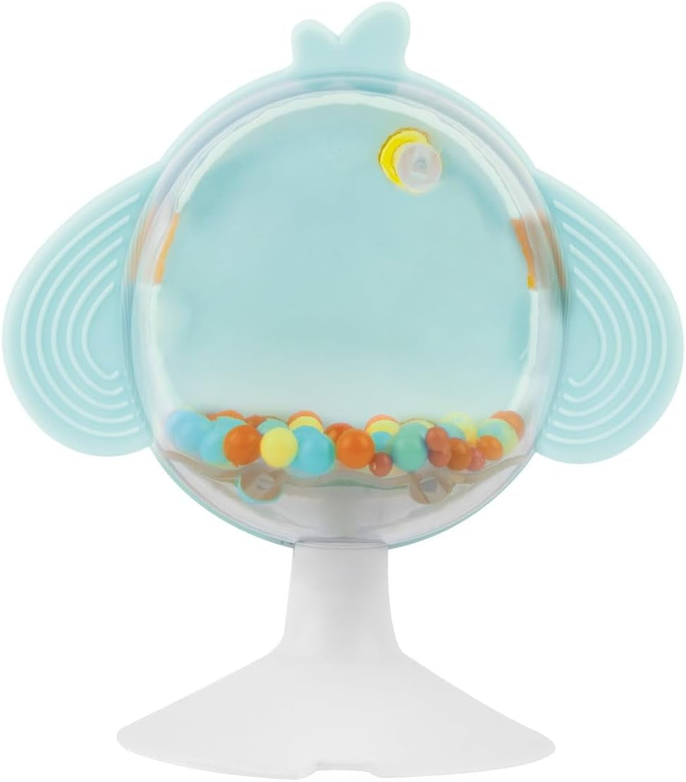 Chicco maaltijdcadeauset Dou Dou, slabbetje, kinderstoelspeeltje met zuignap in de vorm van een schattige kip, met twee kleurrijke rammelaars, makkelijk te vangen vanaf 6 maanden Babyspeelgoed Naty Shop