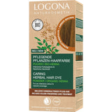 LOGONA Natural Cosmetics Kruiden voedende haarverf, biologische hennapoeder Veganistische haarverf voor intense kleur en glans, Kruidenhaarverf in koperblond (blond), 1 x 100 g Naty Shop Amberbruine haarverf 100G (1 verpakking)