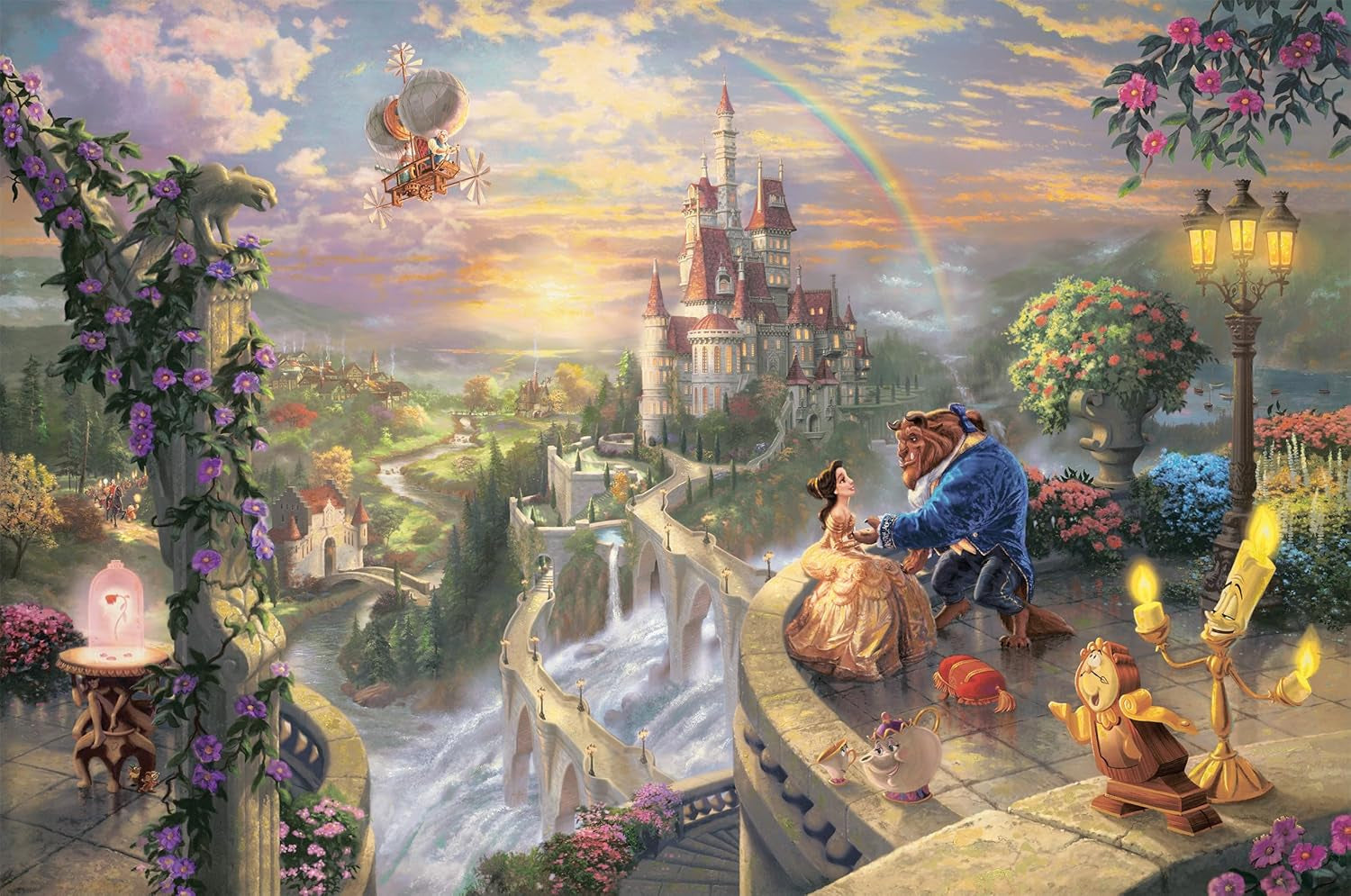Schmidt Spiele Puzzel 59475 - Thomas Kinkade, Disney Belle en het Beest, puzzel 1.000 stukjes [Exclusief op Amazon] Puzzel Naty Shop
