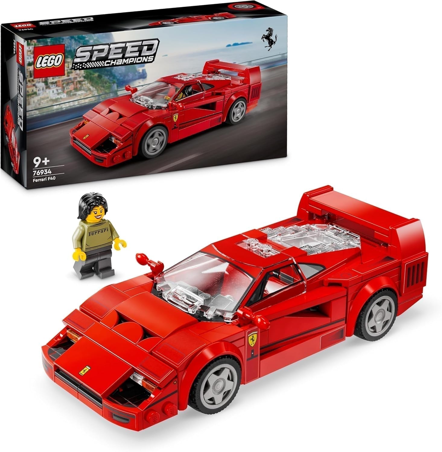 LEGO Speed Champions Ferrari F40 supersportwagen, speelset met bouwbare speelgoedauto en minifiguurbestuurder, collectiebouwset voor kinderen, cadeau voor jongens en meisjes 76934 Bouwsets