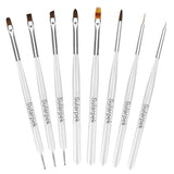 Sullarpek 8 Stück Nagel Pinsel Set, Pinsel voor Gelnägel, Nageldesign Pinsel, Nail Art Dotting Tools, Nailart Pinsel voor Gel Acryl Nägel Nailart