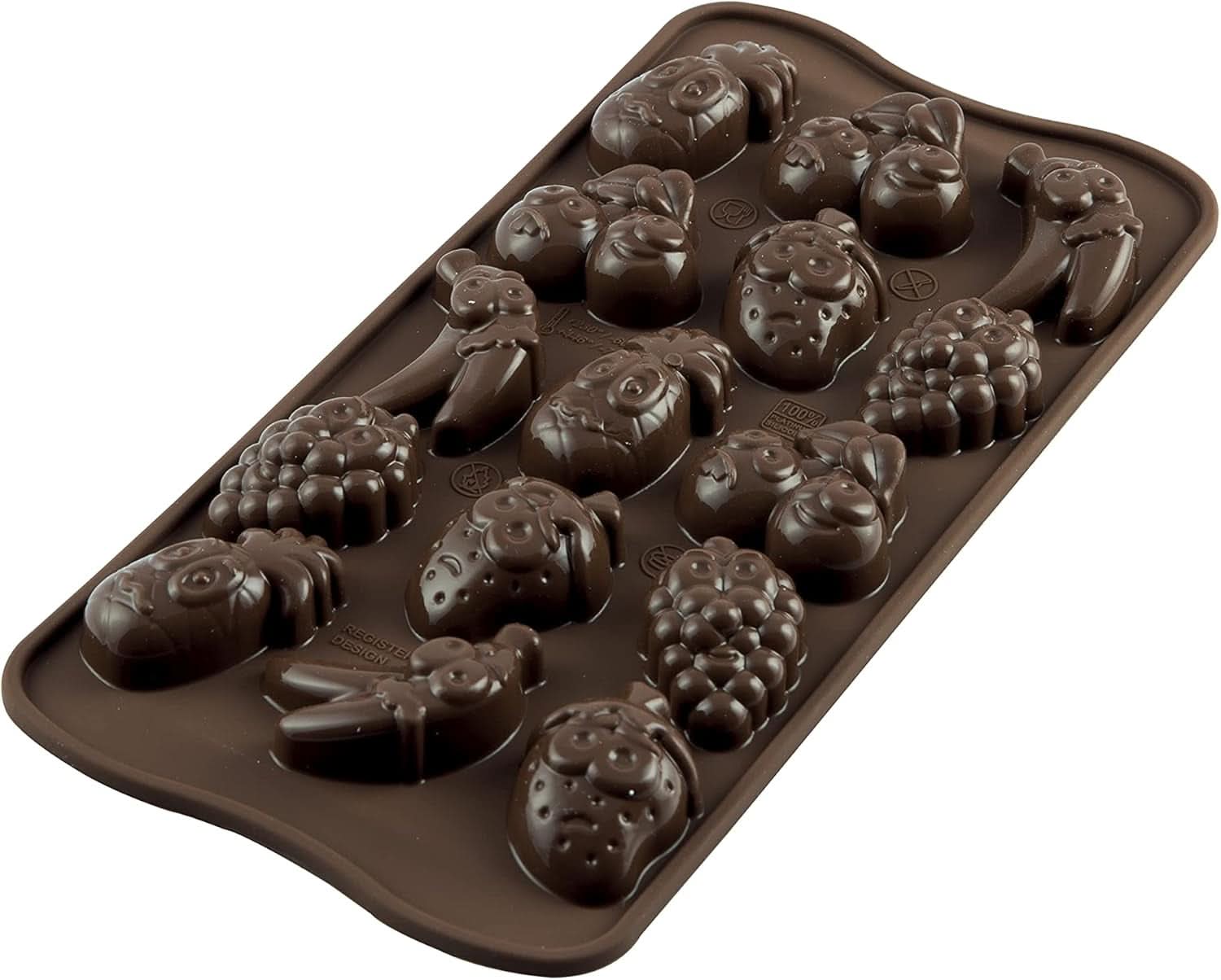 Siliconenvorm Praline Silikomart Fruit 3,2 x 3,2 x H 1,5 cm, 10 ml, 15 gaatjes (SCG32) Keuken Naty Shop