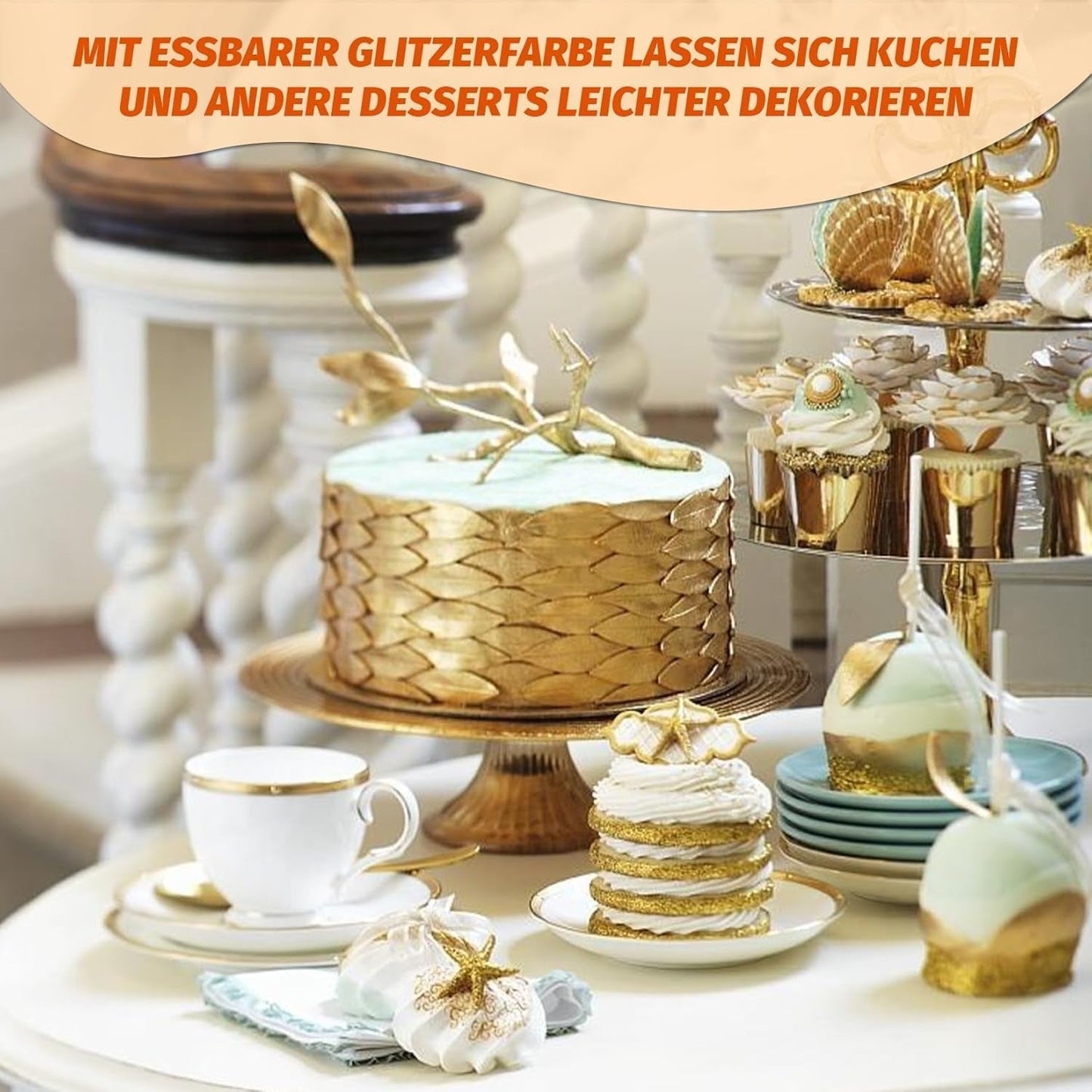 Essbarer Glitzer - 3 Torten Kuchen Deko Essbare, Metallic Lebensmittelfarbe Flüssiges, Eetbare Glitter Voor Muffin, Cocktail, Marshmallows - 10Ml Naty Shop