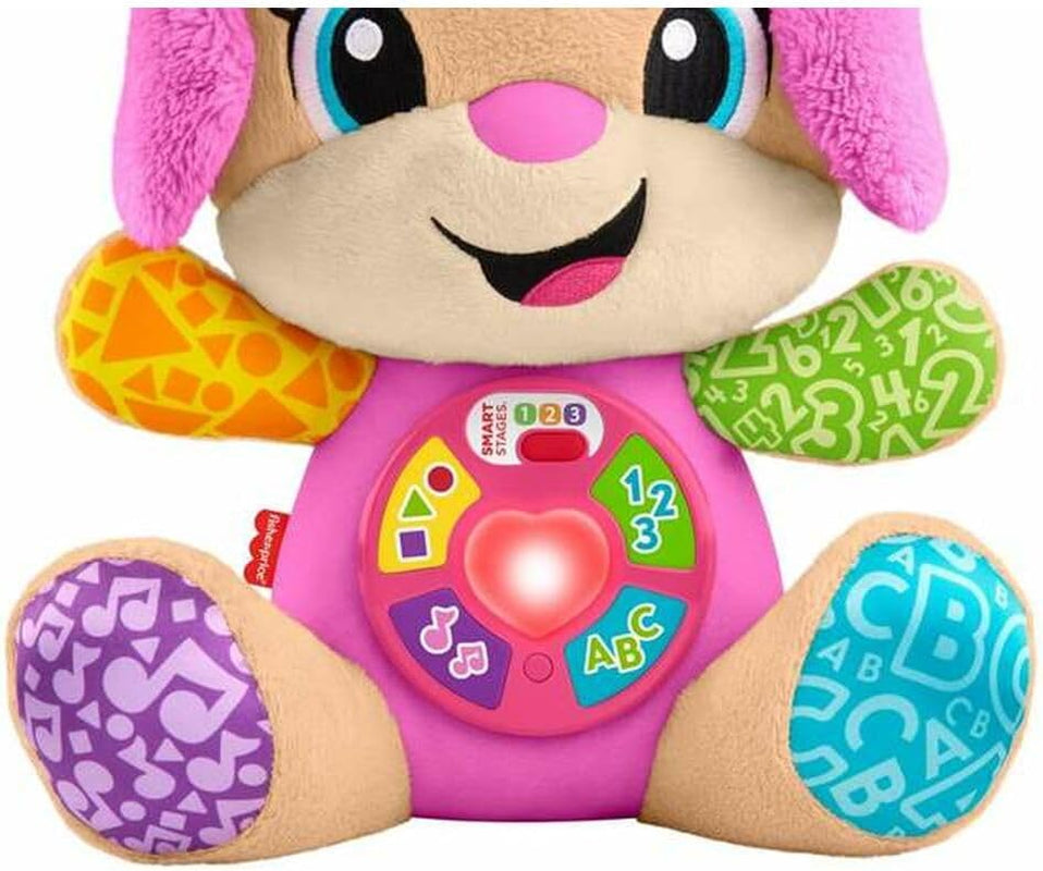 Fisher-Price Laugh & Learn JFD35 knuffel met slimme fasen Muzikaal leerspeelgoed voor baby's vanaf 6 maanden, meertalige versie: Italiaans, Spaans, Portugees, Engels, JFD35 Babyspeelgoed Naty Shop