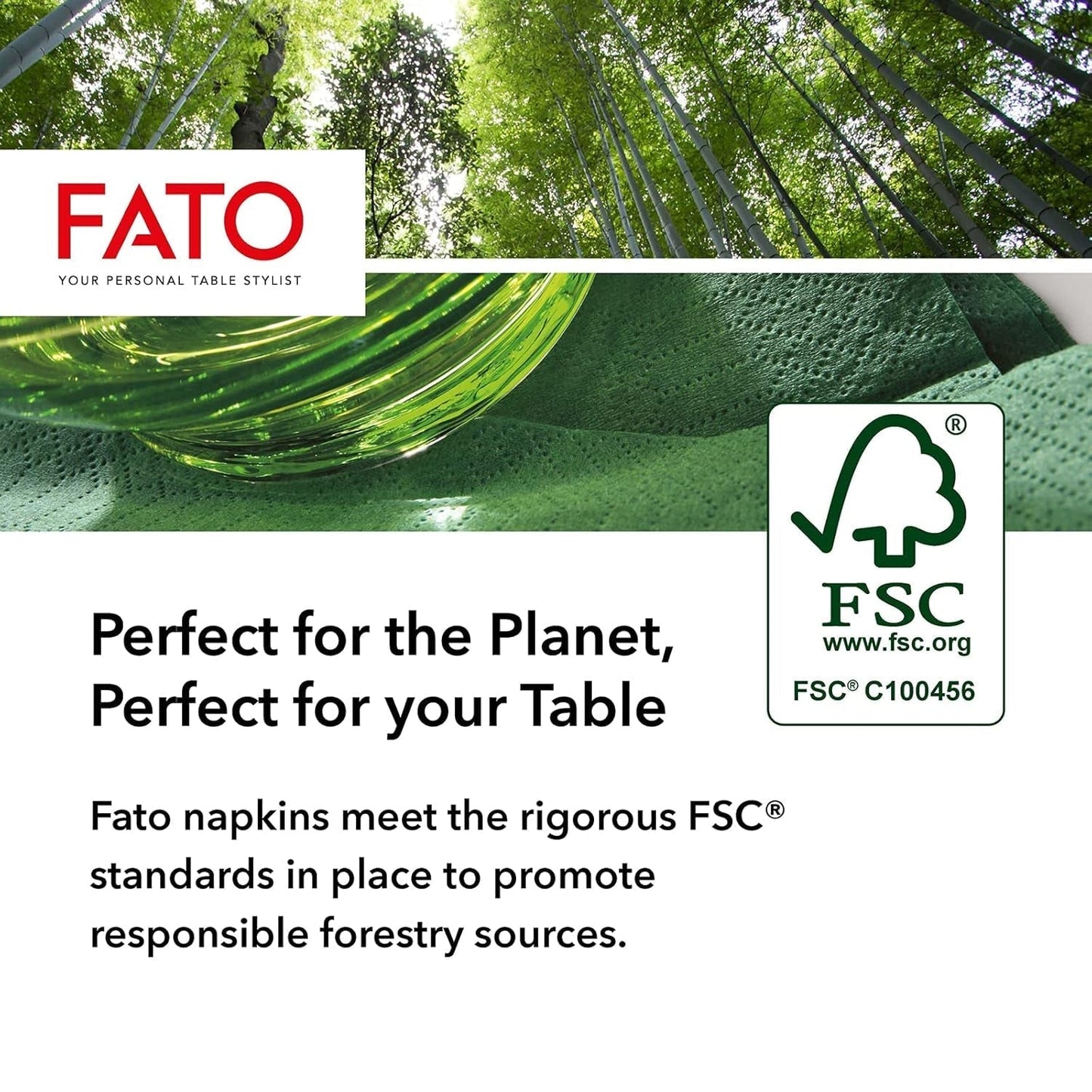 Fato - Papieren wegwerpservetten, ideaal voor informele lunches en buffetten, verpakking van 50 servetten, maat 33X33, 4 vouwen, 2-laags, champagnekleur, 100% puur cellulosepapier, FSC