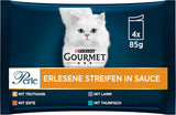 Gourmet Perle Select Strips nat kattenvoer, gemengde mix, verpakking van 12 (12 x 4 zakjes van elk 85 g)