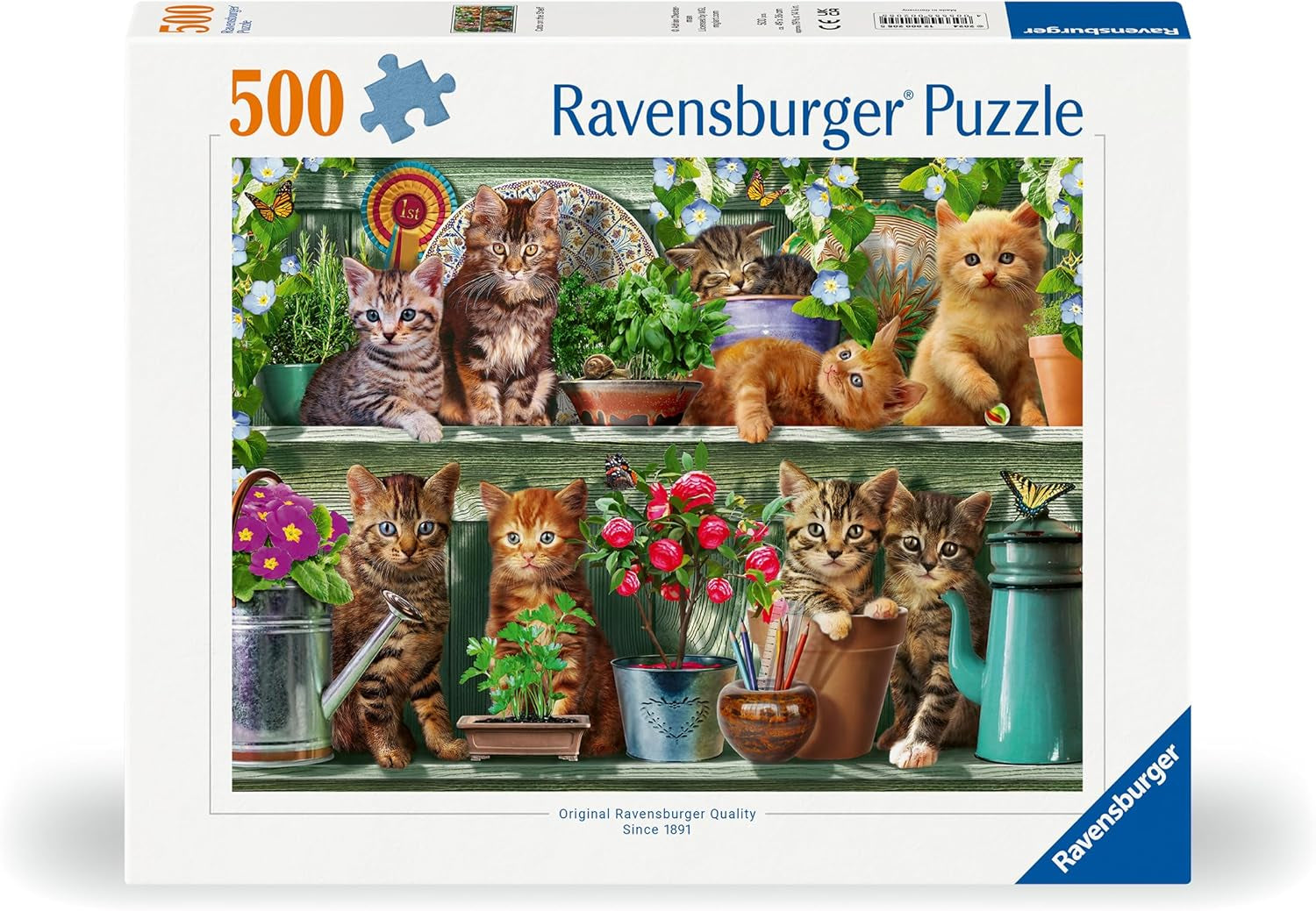 Ravensburger Puzzel 12000205 - Katzen Im Regal - Legpuzzel van 500 stukjes voor volwassenen en kinderen vanaf 10 jaar, dierenpuzzel met kattenmotief Puzzel Naty Shop