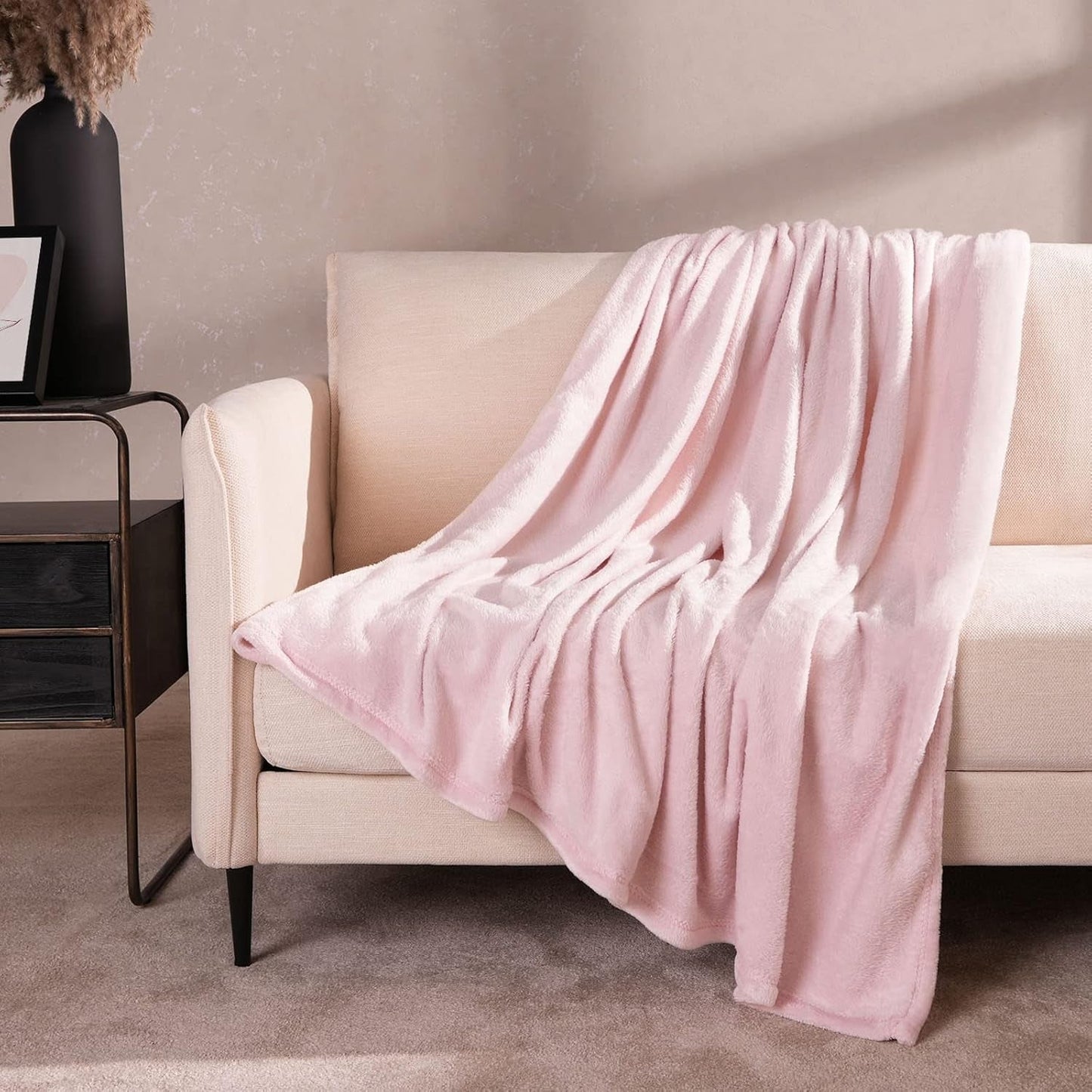 Brentford's flanellen fleece deken, extra zacht, groot, pluizig, warm, slaapkamersprei, eenpersoonsbed, bank, bank, blozen roze - 120 x 150 cm bedden en dekens Beuche den Brentfords-Store