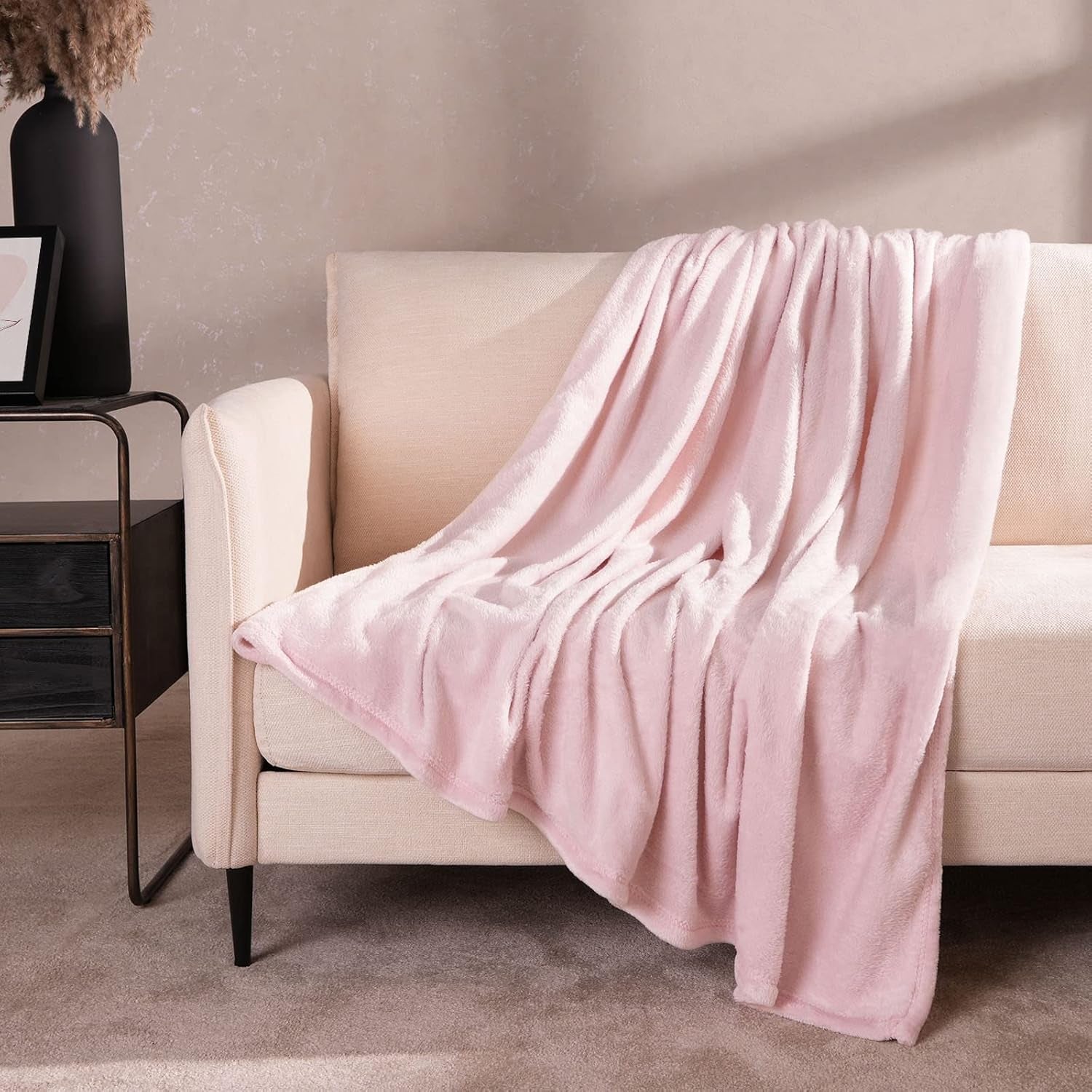 Brentford's flanellen fleece deken, extra zacht, groot, pluizig, warm, slaapkamersprei, eenpersoonsbed, bank, bank, blozen roze - 120 x 150 cm bedden en dekens Beuche den Brentfords-Store