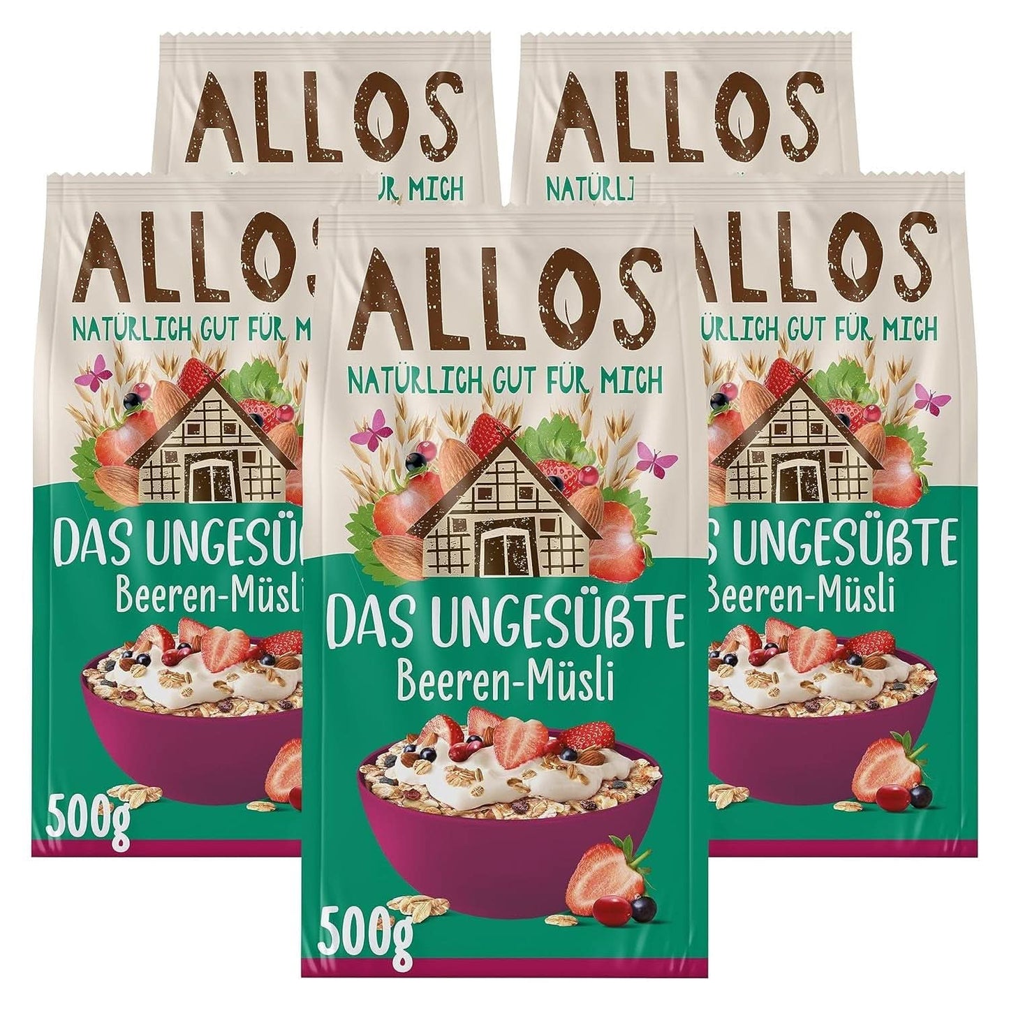 Allos, ongezoete bessenmuesli, pak 5 x 500 gram Cereals Naty Shop Berries