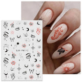 Jmeowio Nagelsticker Mond Stern Sonne 9 Blatt Nail Art Sticker Selbstklebend Nagelaufkleber Bunte Decoratie Nageldesign Zubehör