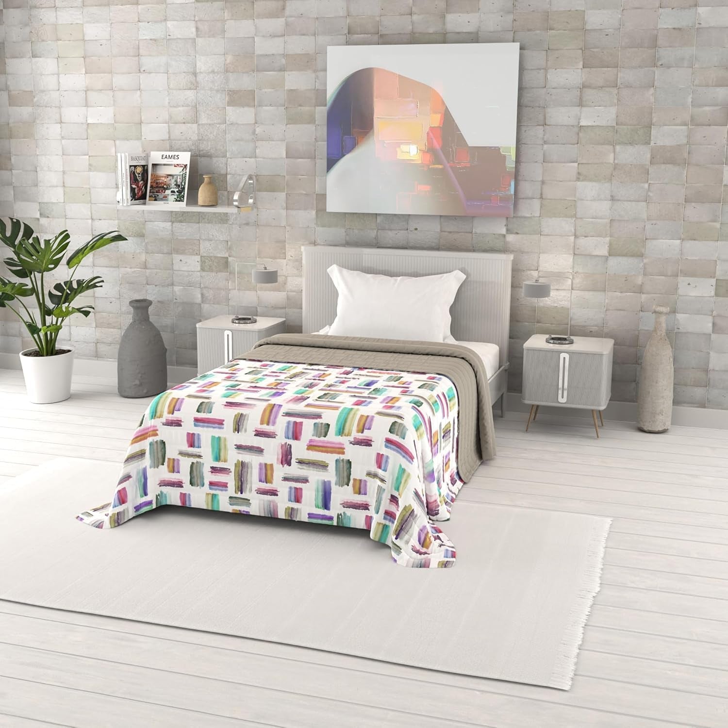 Zomerdekbed met fantasieprint, polyestervulling, Bloemblaadjes, 260X270Cm Dekbedden en quilts Naty Shop Meerkleurig 220X270Cm