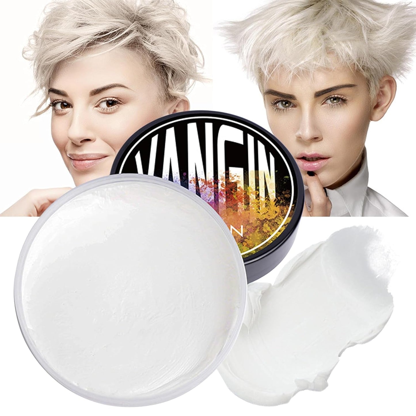 Groene tijdelijke haarverf, styling haarkleur voor mannen vrouwen, natuurlijke haarpommade, haarverfwas voor feest, cosplay en Halloween, Kerstmis, crème tijdelijke haarverf (100 g, groen) Naty Shop haarverf wit 1G (1 pak)