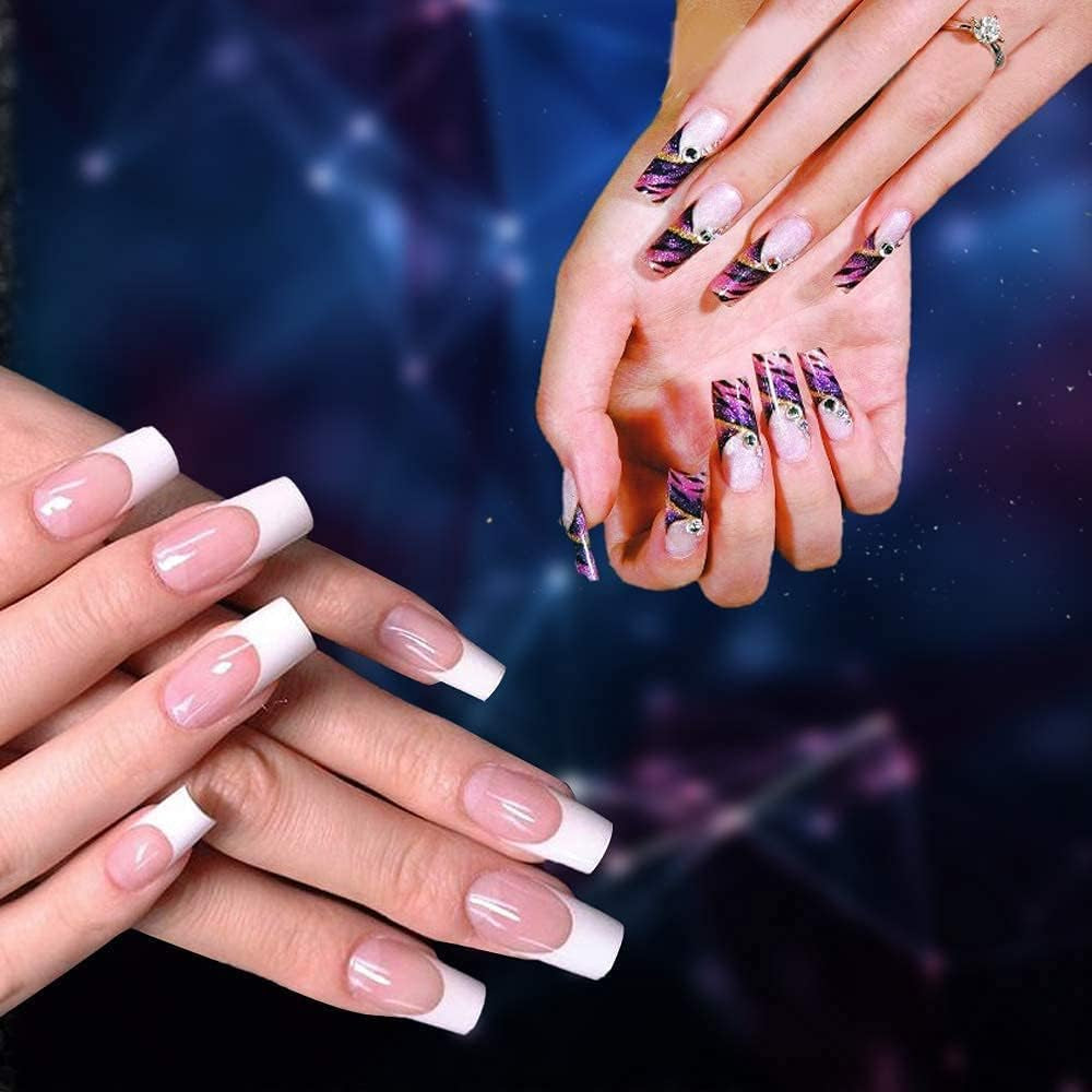 500 stuks natuurlijke Franse acryl kunstnagels kunsttips met doos voor vrouwen en meisjes