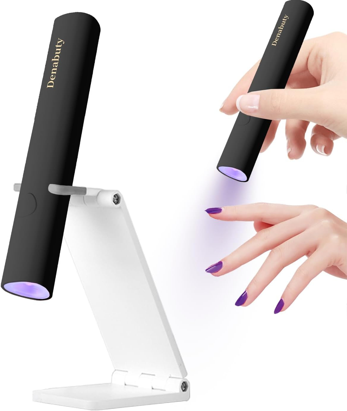 Denabuty UV-lamp voor gelnagellak, mini UV-LED-lamp voor nagelvervanging met standaard Tragbare kleine UV-nagellamp voor gelnagellak, voor Aushärten Von Nagelkleber & nageltips wit