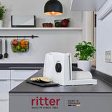 Ritter Markant 05 Multifunctionele opvouwbare elektrische broodsnijmachine en snijmachine met Eco-motor Made in Germany Versnipperaars en snijmachines Naty Shop