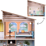 Olivia's Little World hedendaagse mediterrane stijl interactief houten poppenhuis van 3 verdiepingen voor kinderen met 17 poppenmeubelaccessoires veelkleurig TD-13551B