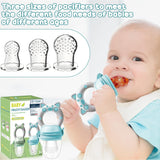 Baby-fruitfopspenen, 2-pack fruitfopspenen voor baby's vanaf 3 maanden Verbeterde versie 2023, vulbare fopspenen, papfopspenen, fruitfopspenen voor baby's, BPA-vrij, 8 siliconen spenen in 3 maten