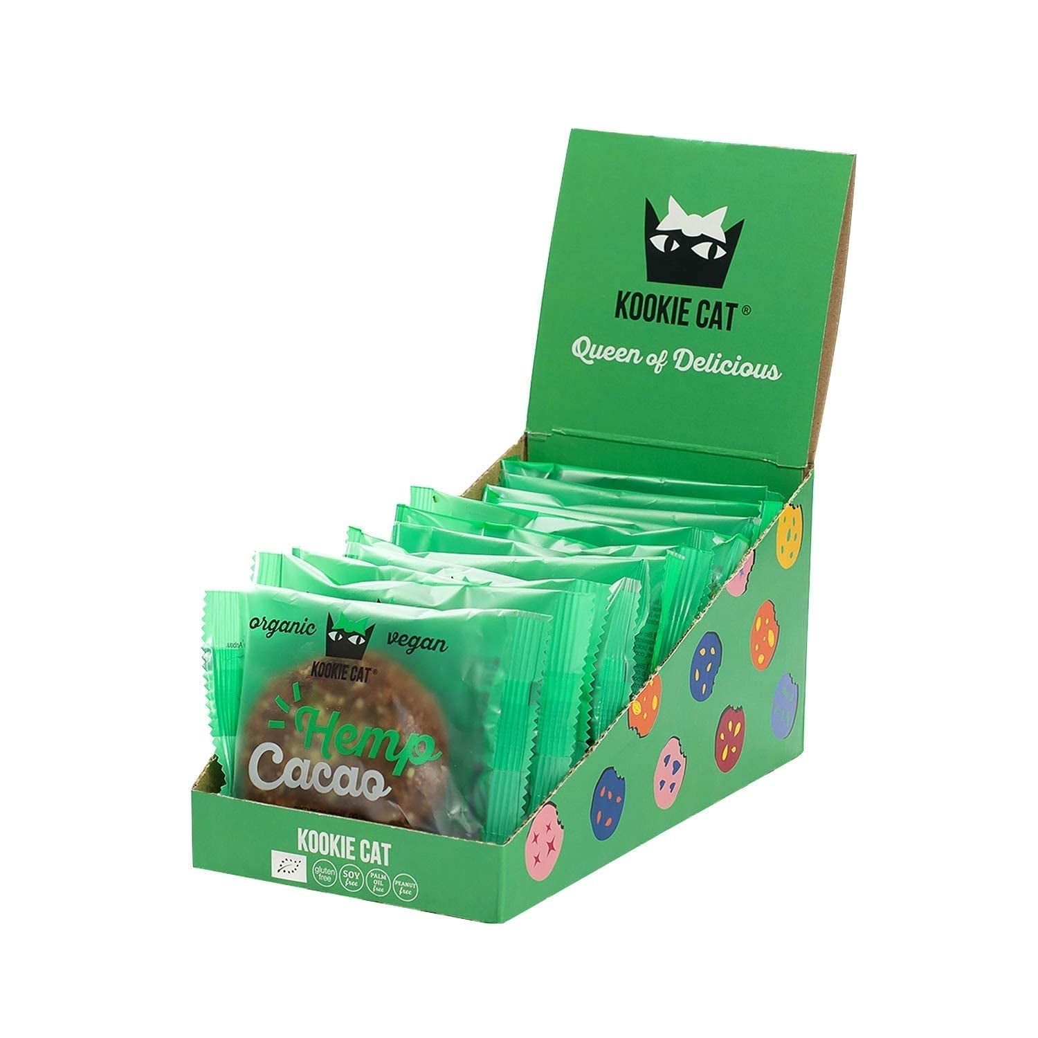 Hennepzaad en cacao - Individueel verpakte veganistische glutenvrije sojavrije biologische cashew- en haverkoekjes - 12 x 50 g multipack