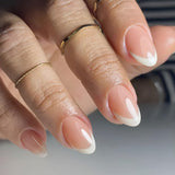 Zelfklevende kunstnagels set - Franse kunstnagels - 24 stuks Kort Vierkant Ontwerp Wit Roze Gradiënt Kunstnagels Ballerina Manicure (Kort Roze Gradiënt)