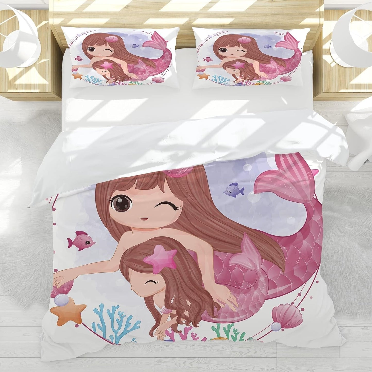 Beddengoed voor kinderen, verschillende maten en verschillende animatiefiguren Beddengoed - kinderen Naty Shop Zeemeermin (model 6) 200X200Cm+80X80Cm