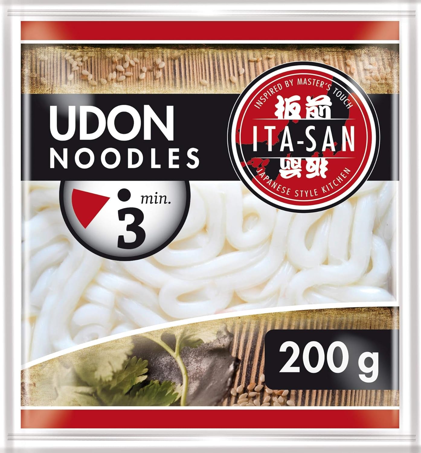 ITA-SAN Udon-noedels, gekookt, snel en eenvoudig te bereiden, voor udonsoep en andere Aziatische gerechten, vegetarisch, 30 x 200 g