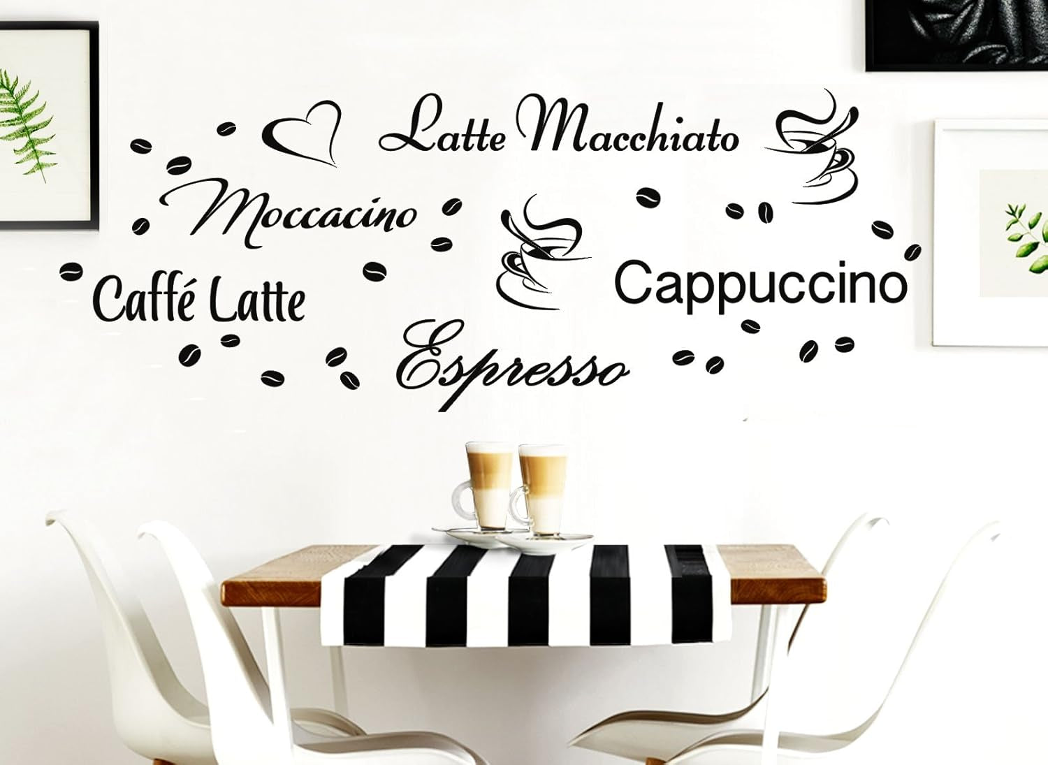 Wandtattoo Kaffee-Sorten I bruin I Herz Kaffeetasse Kaffeebohnen Küche Esszimmer Sticker Aufkleber Wandaufkleber Wandsticker G006