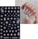 JMEOWIO Nagelsticker Weihnachten Weiß Glitter 8 Blatt Nail Art Sticker Selbstklebend Nagelaufkleber Schneeflocke Winter Holiday Decoratie Nageldesign Zubehör