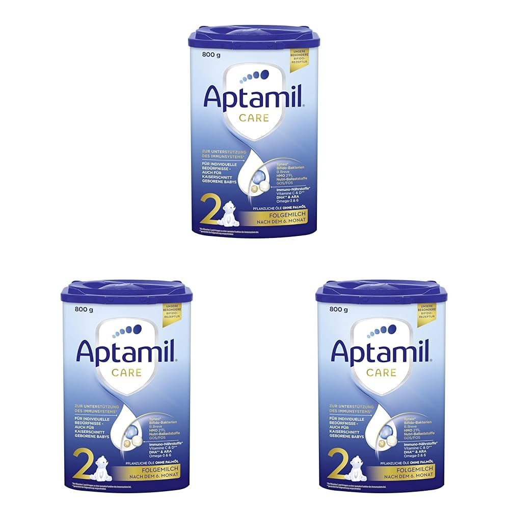 Aptamil Care 2 - Opvolgmelk na 6 maanden, met Omega 3 en 6, DHA en ARA, palmolievrij, babyvoeding, melkpoeder, 1 x 800 g (pak van 3)