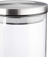 Relaxdays Voorraadpotten set van 3, verzegeld, roestvrijstalen deksel, voor pasta, muesli en rijst, 1,5 liter keukencontainer, transparant zilver, 24 x 9,5 x 9,5 cm, transparant zilver Voedselbewaardozen Naty Shop
