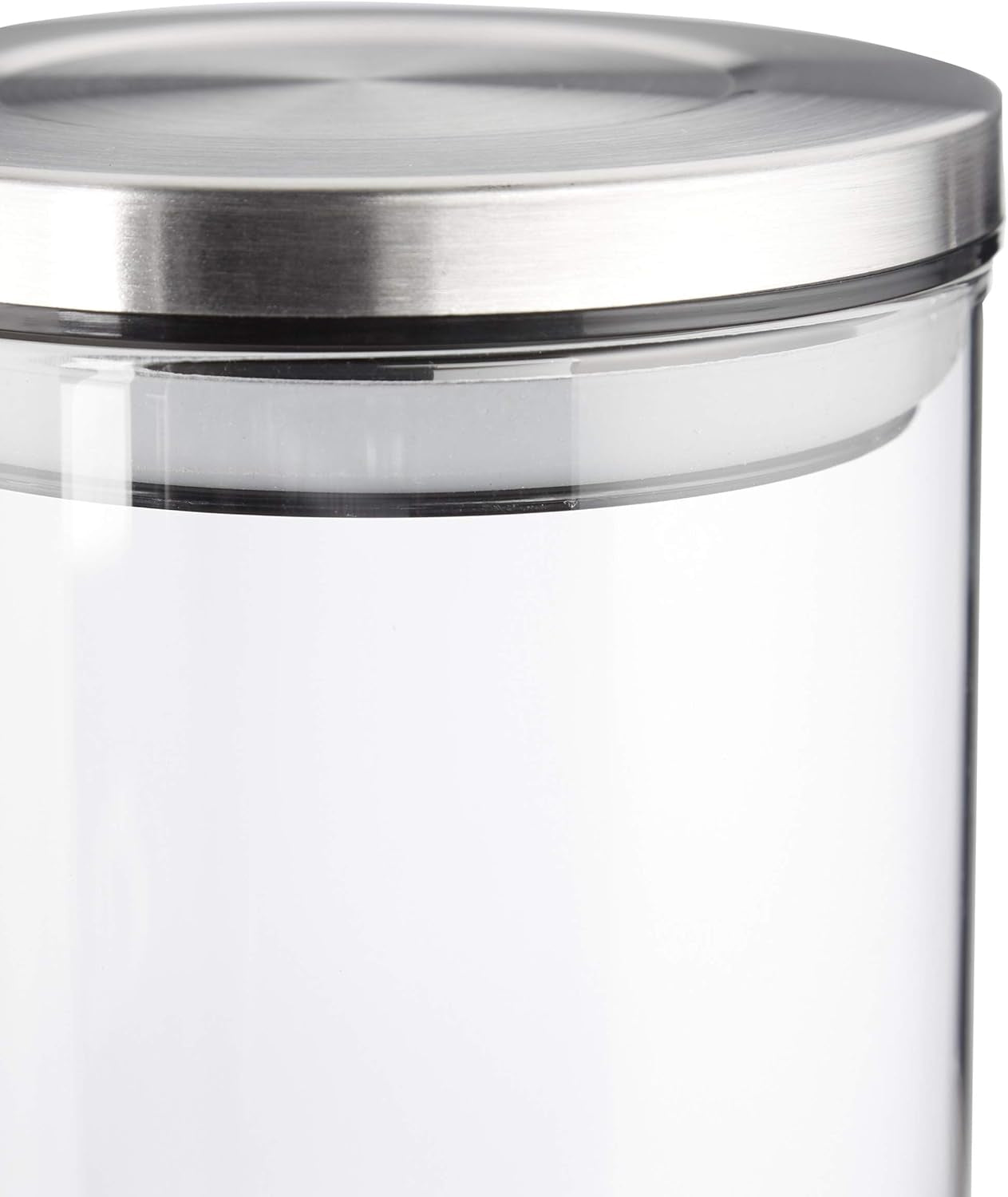 Relaxdays Voorraadpotten set van 3, verzegeld, roestvrijstalen deksel, voor pasta, muesli en rijst, 1,5 liter keukencontainer, transparant zilver, 24 x 9,5 x 9,5 cm, transparant zilver Voedselbewaardozen Naty Shop