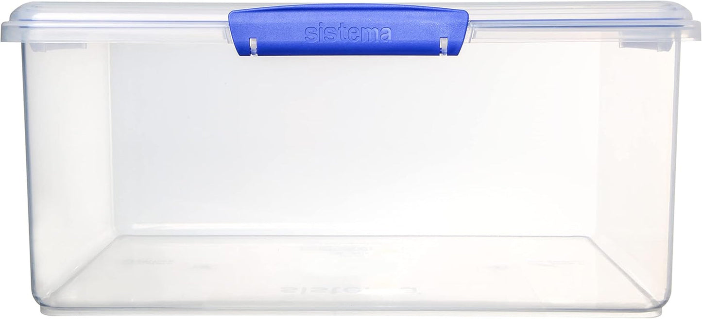 Pot voor voedselopslag KLIP IT Systeem | 9,67 liter | stapelbare en luchtdichte voorraadpot met deksel, geschikt voor koelkast/vriezer | BPA-vrij kunststof | blauwe clips | 1 stuk (pak van 4) Naty Shop voedselbewaardozen