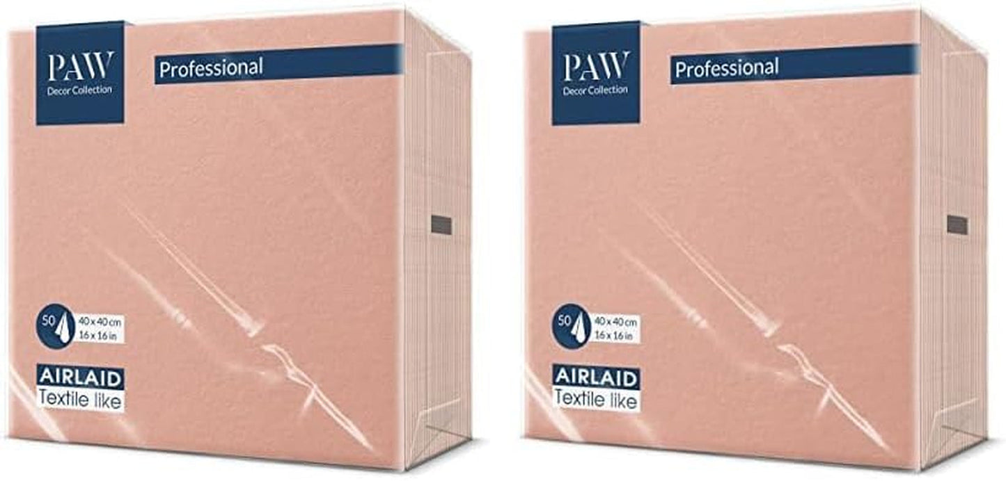 PAW - Airlaid Servetten (40 X 40 Cm) I 50 stuks I Unicolor I Stofachtig I Elegante tafeldecoratie I Horeca I Voor belangrijke gelegenheden zoals bruiloften, feesten, Kerstmis I Unicolor: Roze