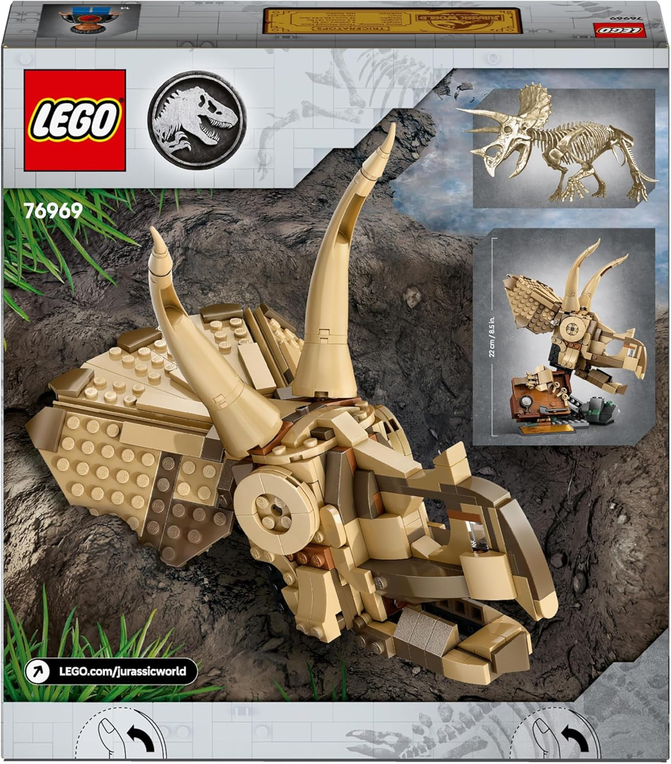 LEGO Jurassic World Dinosaurusfossielen: Triceratops schedelmodel, dinosaurusspeelgoed voor jongens en meisjes vanaf 9 jaar, cadeau voor kinderen en fans Jurassic World 76969 Bouwsets Besuche den LEGO-Store
