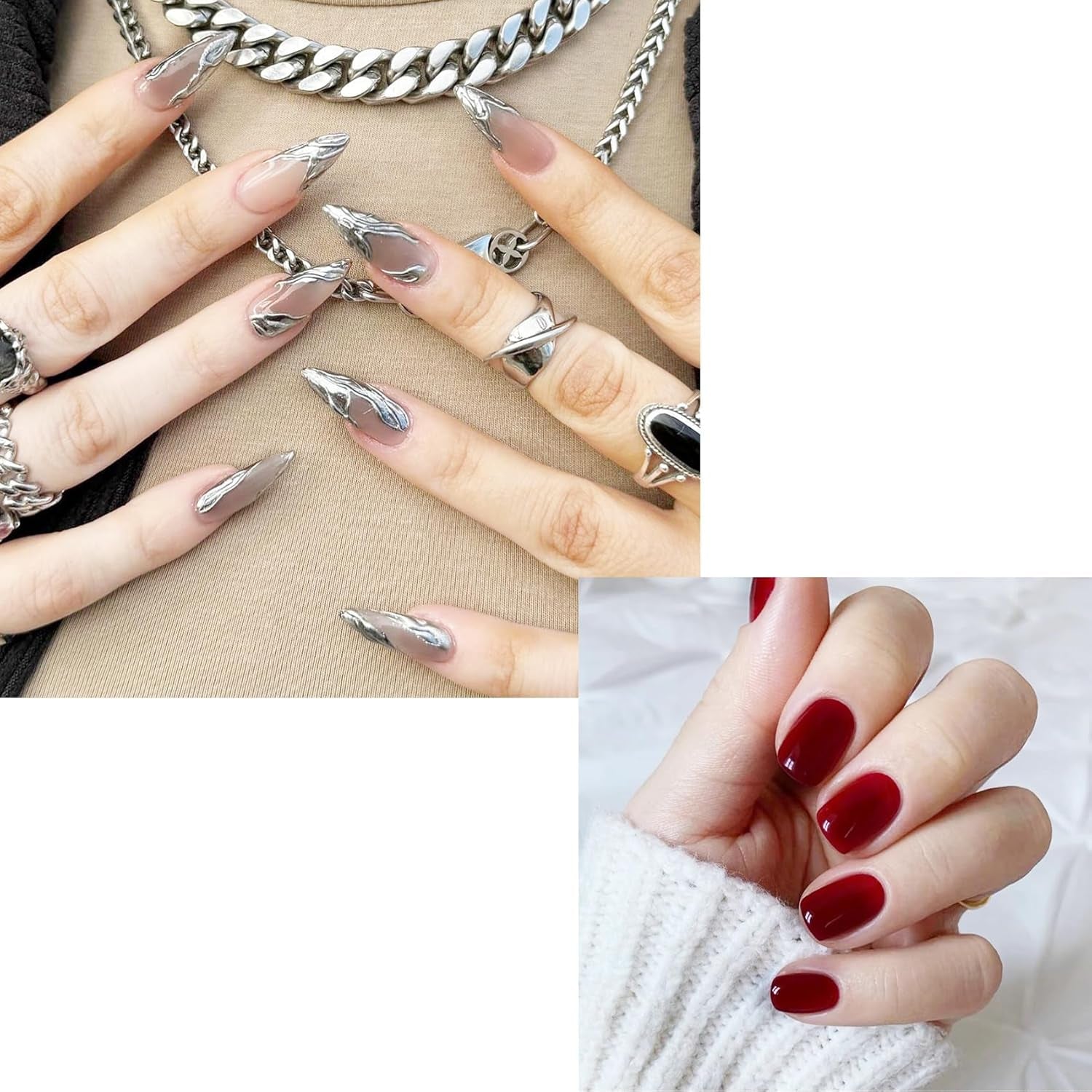 Zelfklevende kunstnagels set - Franse kunstnagels - 24 stuks Kort Vierkant Ontwerp Wit Roze Gradiënt Kunstnagels Ballerina Manicure (Kort Roze Gradiënt)