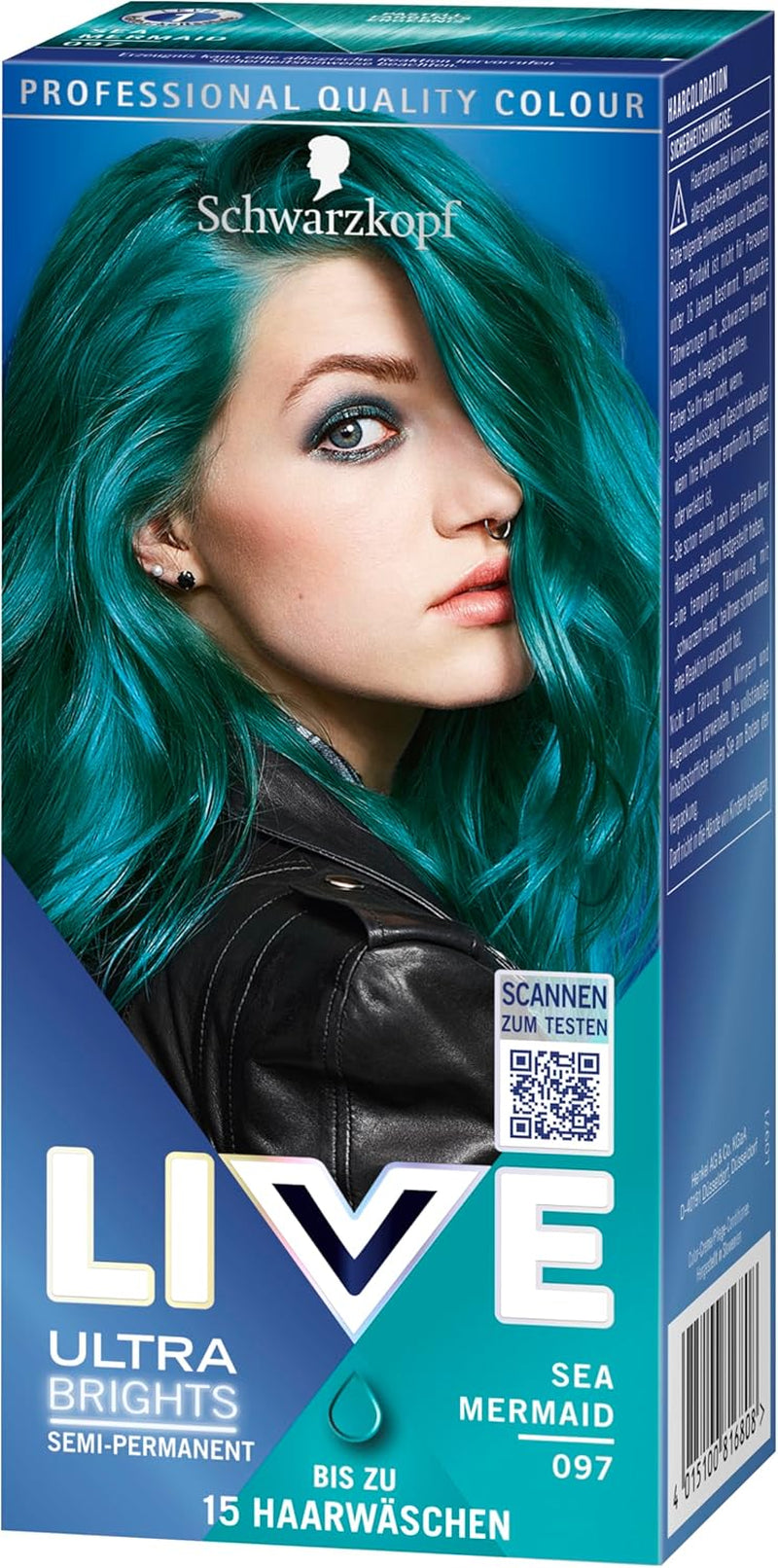 Schwarzkopf LIVE Ultra Brights Semi-Permanente Haarkleuring 097 Zeemeermin (3 x 80 ml), kleuring voor intense resultaten of pastelkleuren, bestand tegen 12-15 wasbeurten, met verzorgende conditioner Haarverf Naty Shop