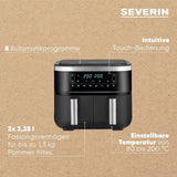 SEVERIN Dubbele heteluchtfriteuse met kookkamer 2 X 3,8 L, 8 automatische programma's Apparaten Naty Shop