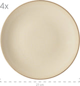 MÄSER 931736 serviesset voor 4 personen in vintage mediterrane look, gecombineerd servies met 16 stuks in zandgrijs, keramiek, zandgrijs