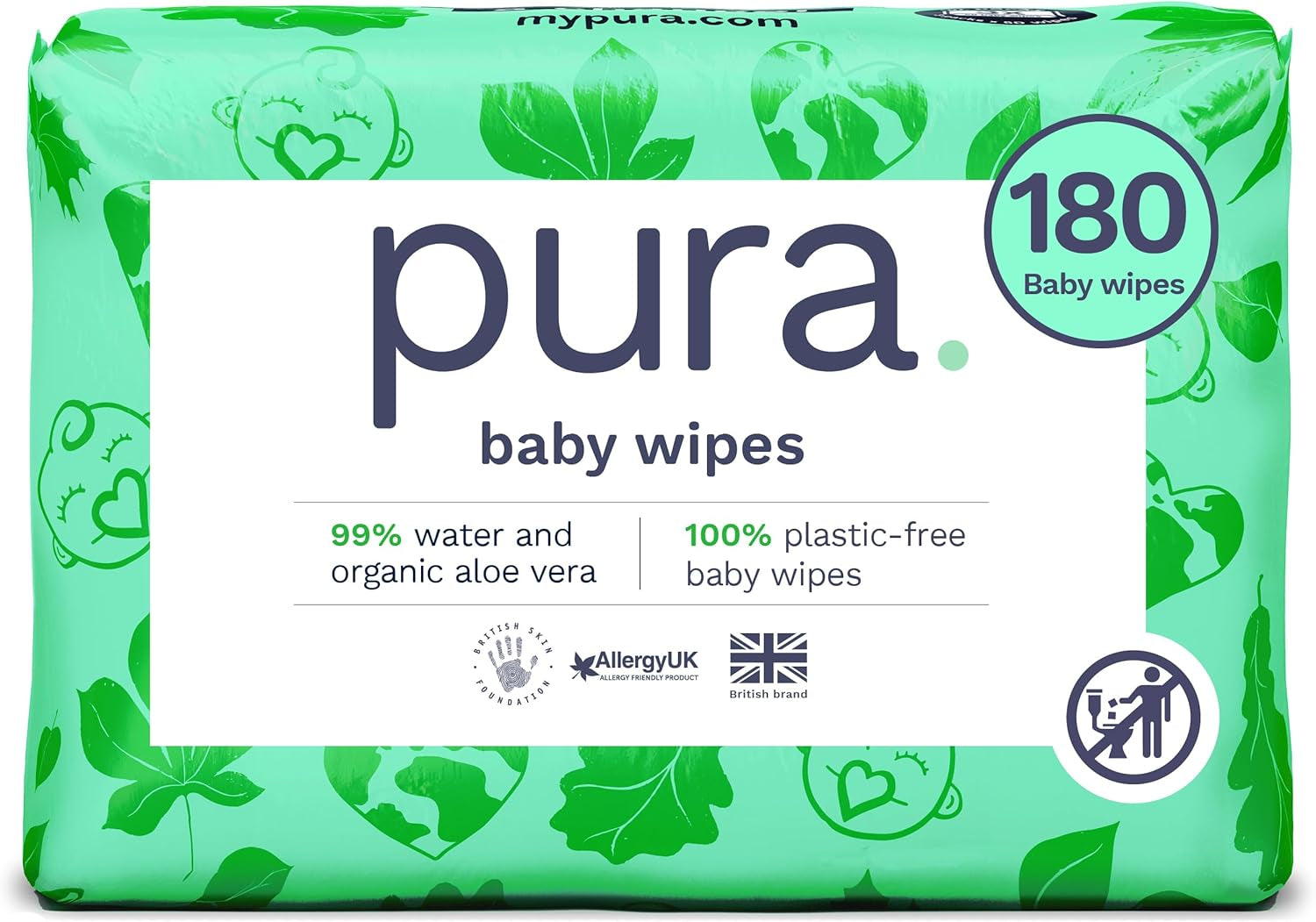 Eco-vriendelijke wegwerp-babydoekjes voor de gevoelige babyhuid 70 doekjes (1 pak) 99% water 100% plasticvrij voor gevoelige huid Eczeemgevoelige pasgeborenen Biologisch afbreekbaar Veganistisch