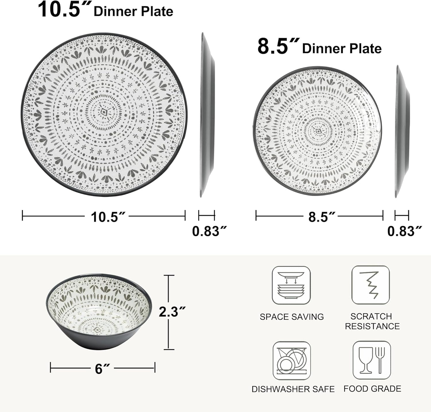24-delige melamine bestekset 4-persoons campingbestek en serviesset - voor reizen en buitengebruik