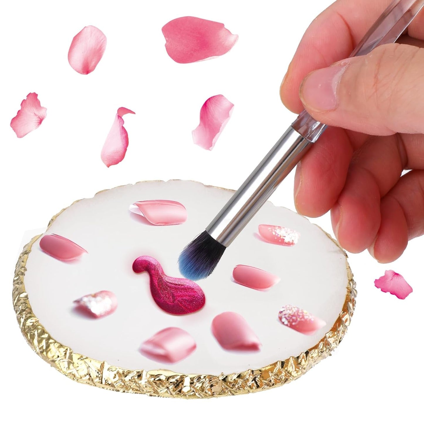 Maniküre Gemalt Palette Nail Art Palette Kunstharz Nagelkunst Nail Art Make up Paletten Nagelmalerei Display Fach Kosmetik Mischwerkzeuge (Wit)