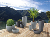 Scheurich Wave Globe High, hoge kunststof container, zwart graniet, diameter 29,8 cm, hoogte 40 cm, inhoud 6 l.